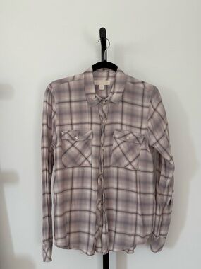 True Religion Women's Plaid Button-Down Shirt - Mauve & Gray